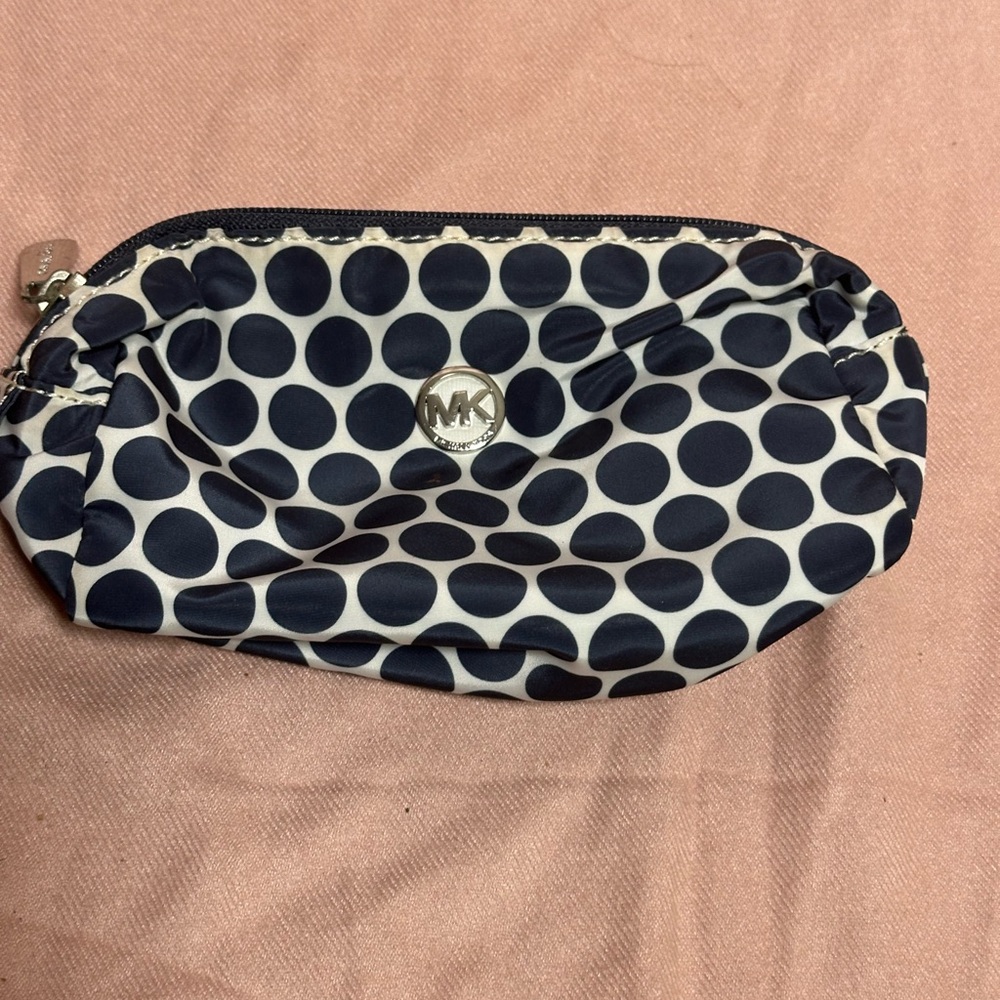 Michael Kors Navy and White Polka Dot Cosmetic Bag